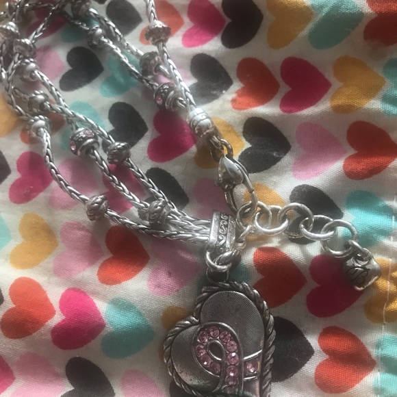 Brighton set of bracelet silver plate breast cancer awareness and pink earrings - Picture 3 of 10